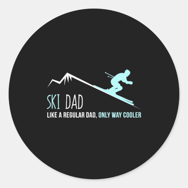 Sticker Rond Ski Dad Funny Cute Winter Skiing Gift  (Devant)
