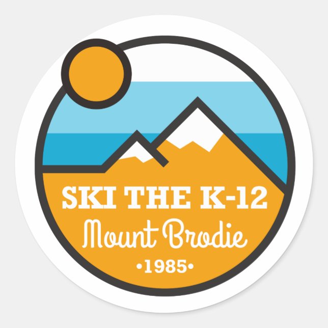 Sticker Rond Ski dans le style de patch K-12 (Devant)