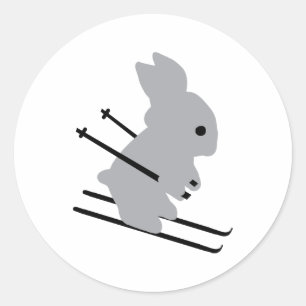Sticker Rond ski de glisse en bunny