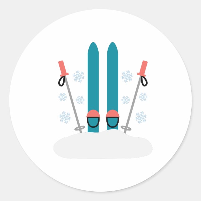Sticker Rond Ski De Neige (Devant)