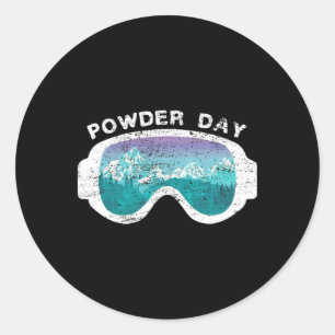 Sticker Rond Ski de neige en poudre Jour Snowboard Mountain Spo