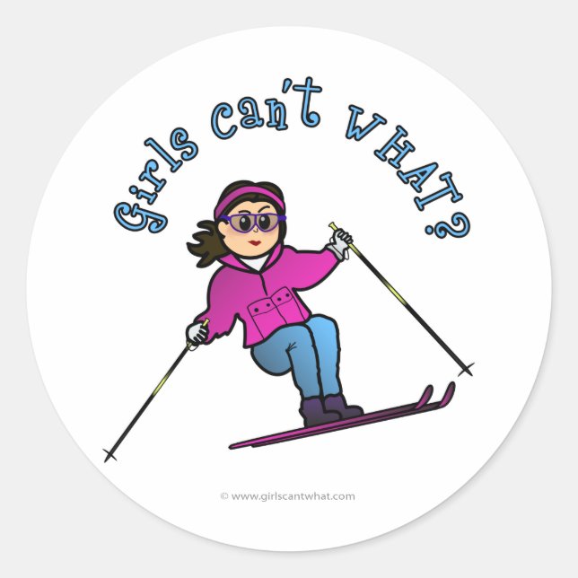 Sticker Rond Ski De Neige Pour Fille Légère (Devant)