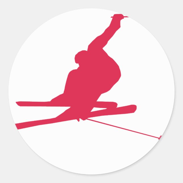 Sticker Rond Ski de neige rouge Crimson (Devant)