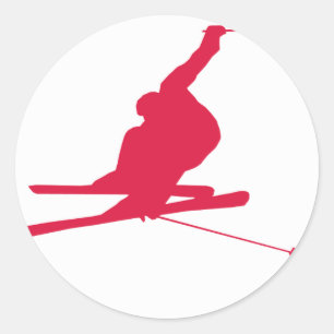 Sticker Rond Ski de neige rouge de Crimson