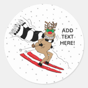 Sticker Rond Ski de rennes de Noël