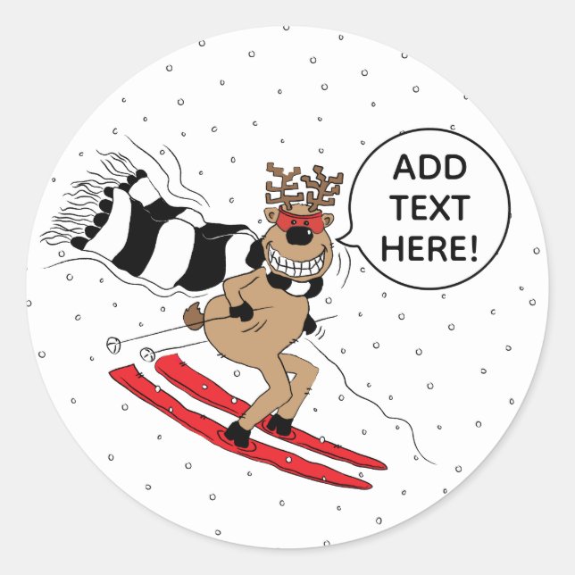 Sticker Rond Ski de rennes de Noël (Devant)