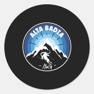Sticker Rond Ski En Alta Badia Italie Bleu