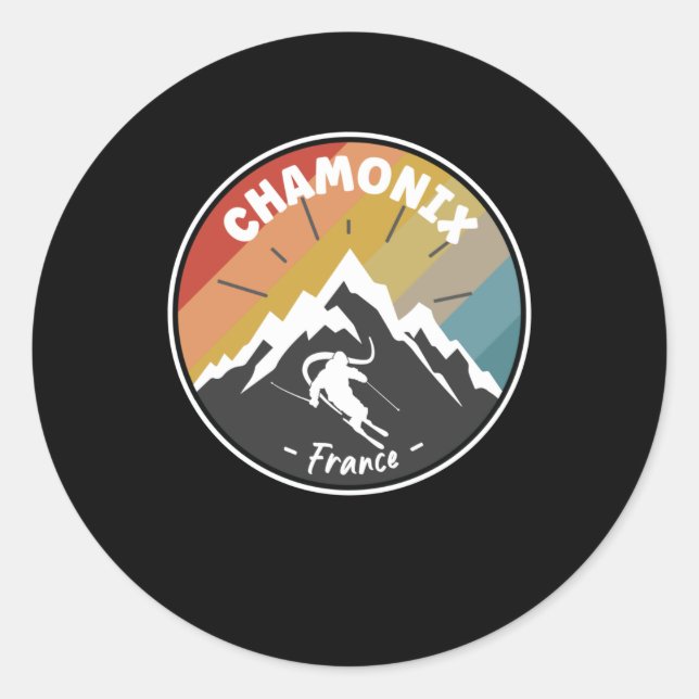 Sticker Rond Ski En France Chamonix (Devant)