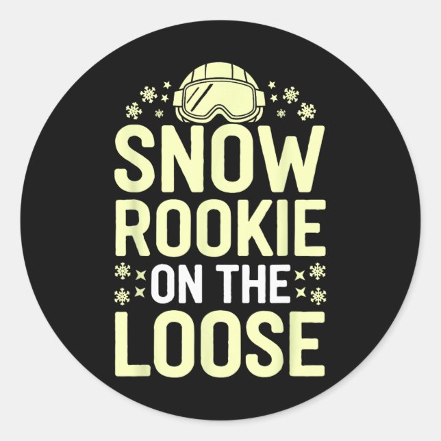 Sticker Rond Ski Et Snowboard Débutant Sports D'Hiver Fin (Devant)