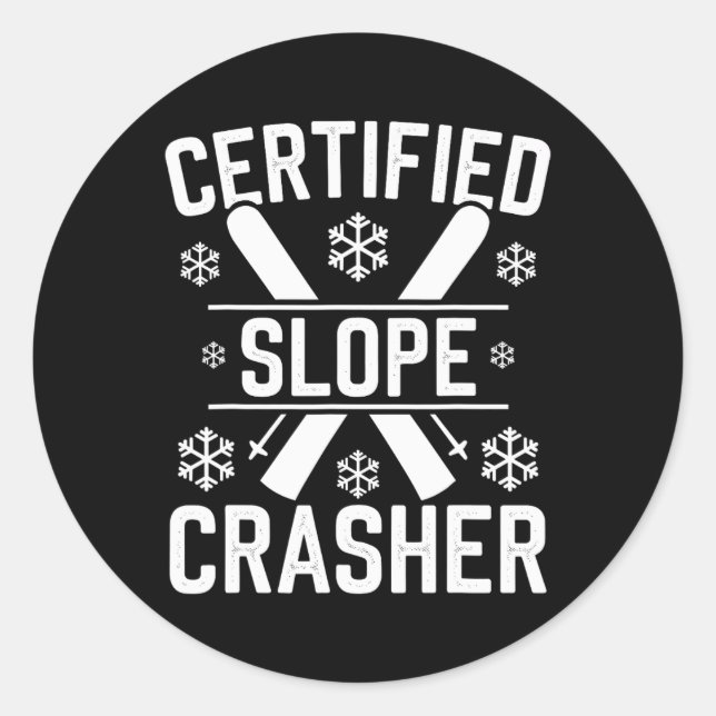 Sticker Rond Ski Et Snowboard Débutant Sports D'Hiver Fin (Devant)