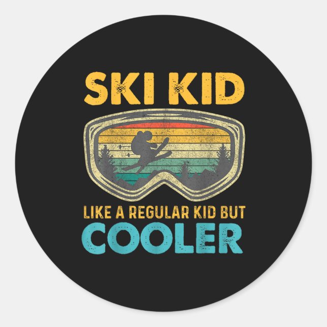 Sticker Rond Ski Kid Like A Regular Kid But Cooler Skiing Lover (Devant)