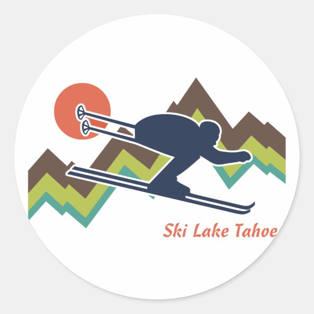 Sticker Rond Ski Lake Tahoe (Devant)