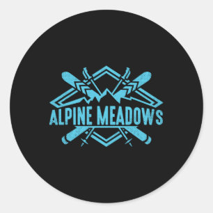 Sticker Rond Ski Montagnes Skier Ski Alpin Station de ski alpin