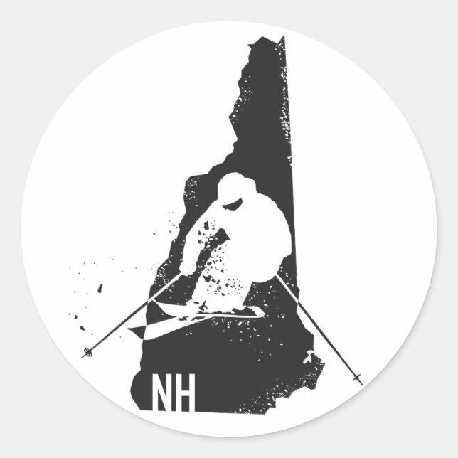 Sticker Rond Ski New Hampshire (Devant)