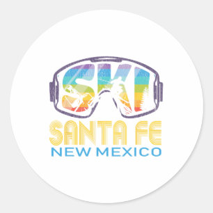 Sticker Rond Ski Santa Fe Nouveau-Mexique Vacances de ski 