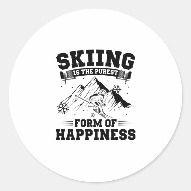 Sticker Rond Ski Sayings | Skiing Skier Mountains Vacation Gift (Devant)