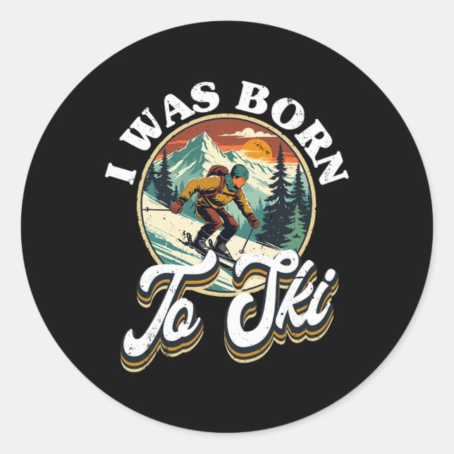 Sticker Rond Ski Skiing Winter Sport  (Devant)