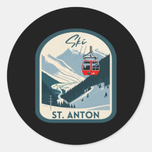Sticker Rond Ski St. Anton Rétro Style Vintage Ski St. Anton