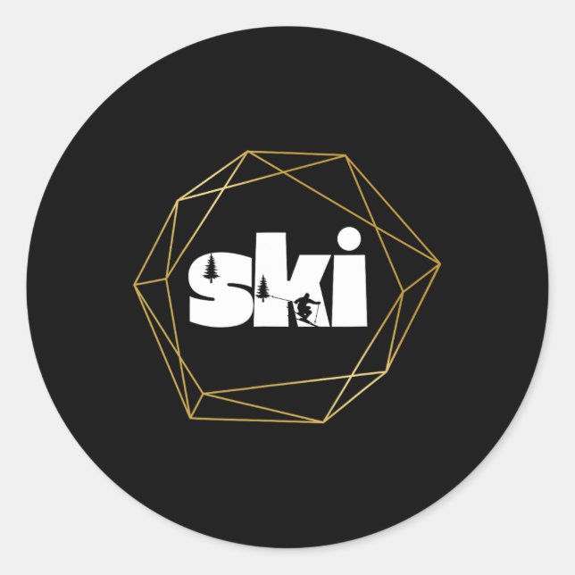 Sticker Rond Ski Sur Les Pistes (Devant)