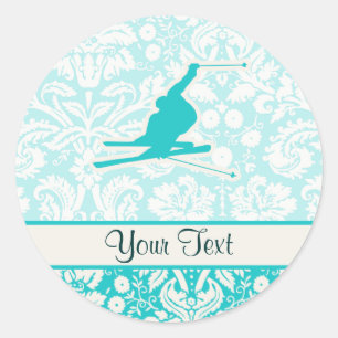 Sticker Rond Ski turquoise de neige