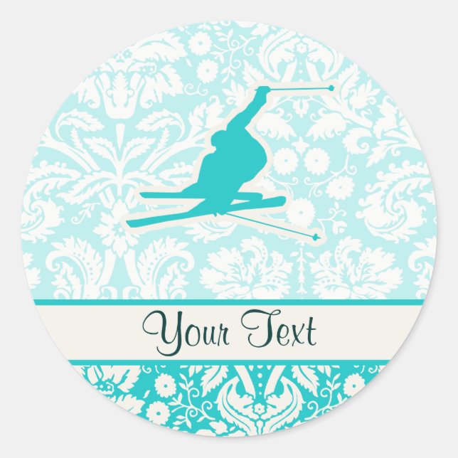 Sticker Rond Ski turquoise de neige (Devant)