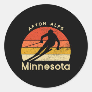 Sticker Rond Ski vintage Afton Alps Montagne Minnesota 