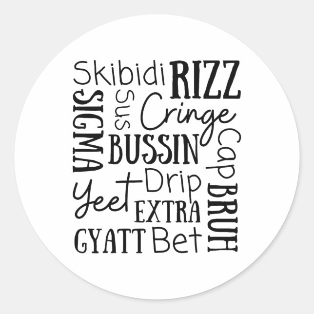 Sticker Rond Skibidi Rizz Funny Kids Rizz Bussin Gen Z Christma (Devant)