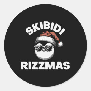 Sticker Rond Skibidi Rizzmas Drôle de l'argot de la Gen Alpha N