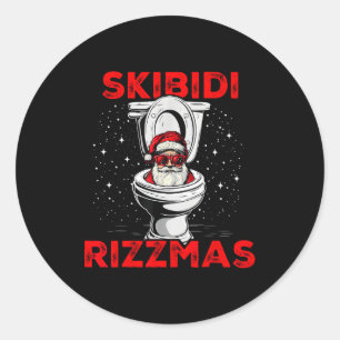 Sticker Rond Skibidi Rizzmas Drôle de Père Noël Toilette Élépha