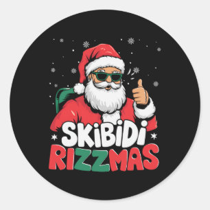 Sticker Rond Skibidi Rizzmas Noël Père Noël Joyeux Rizz M