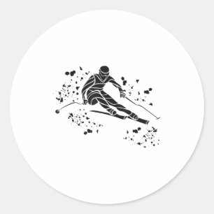 Sticker Rond skieur alpin sports d'hiver ski nordique