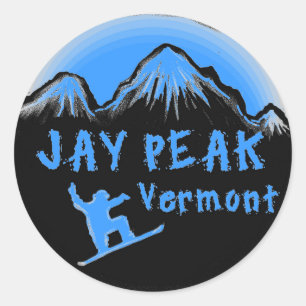 Sticker Rond Skieur artistique maximal du Vermont de geai