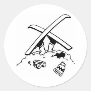 Sticker Rond Skieur brisé