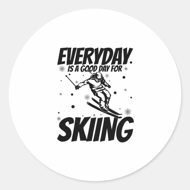 Sticker Rond Skieurs | Apres-ski Ski Pistes de ski Vacances Cad (Devant)