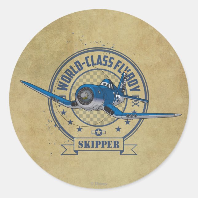 Sticker Rond Skipper - Flyboy de classe mondiale (Devant)