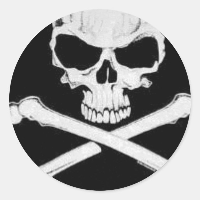 STICKER ROND SKULL AND CROSSBONES (Devant)