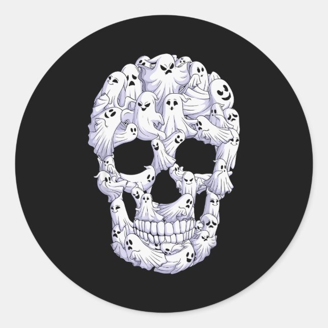 Sticker Rond Skull Boo Ghost Funny Boo Ghosts Halloween Costume (Devant)