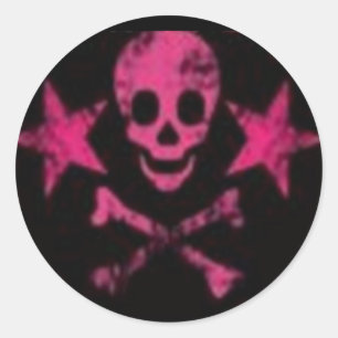 Sticker Rond Skull&Cross désosse l'autocollant rose
