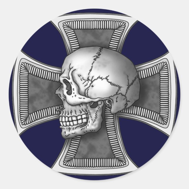 Sticker Rond Skull iron-cross (Devant)