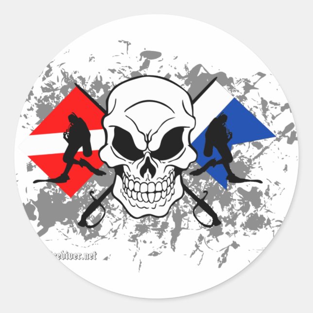 STICKER ROND SKULL TECH DIVER (Devant)