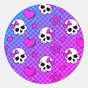 Sticker Rond Skully Pop Kawaii