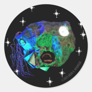 Sticker Rond Skwot au-dessus de Master Asteroidhead avec étoile