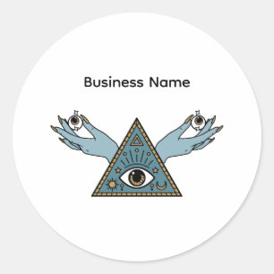 Sticker Rond Sky Blue Pastel Blue Nom personnel