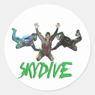 Sticker Rond Skydive - texte vert