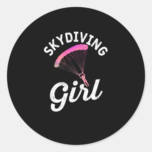 Sticker Rond Skydiving girl Sky Diver (Devant)