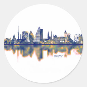 Sticker Rond Skyline de Bâle