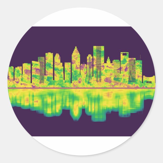 Sticker Rond Skyline de Houston (Devant)