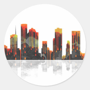 Sticker Rond Skyline de Houston au Texas