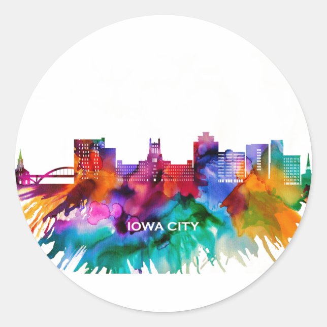 Sticker Rond Skyline de Iowa (Devant)