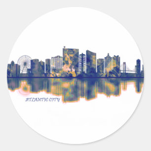 Sticker Rond Skyline de la ville d'Atlantique